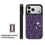 Custodia per telefono con specchio e pulsante di controllo della fotocamera con motivo leopardato e stelle., For iPhone 17 Pro Max, For iPhone 17 Pro, For iPhone 17