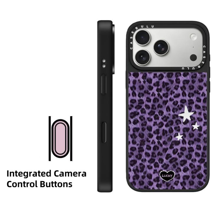 Custodia per telefono con specchio e pulsante di controllo della fotocamera con motivo leopardato e stelle., For iPhone 17 Pro Max, For iPhone 17 Pro, For iPhone 17