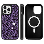 Custodia magnetica per telefono con specchio a specchio e motivo leopardato a stelle., For iPhone 16 Pro Max, For iPhone 16 Pro, For iPhone 16 Plus