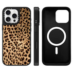 Custodia magnetica per telefono con specchio a specchio e motivo leopardato a stelle., For iPhone 16 Pro Max, For iPhone 16 Pro, For iPhone 16 Plus