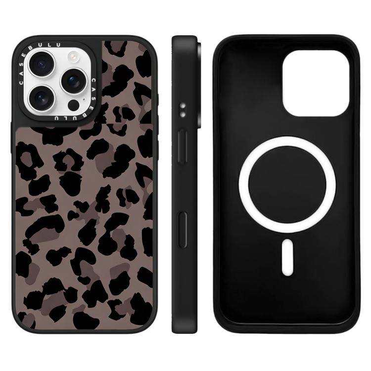 Custodia magnetica per telefono con specchio a specchio e motivo leopardato a stelle., For iPhone 16 Pro Max, For iPhone 16 Pro, For iPhone 16 Plus