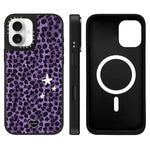 Custodia magnetica per telefono con specchio a specchio e motivo leopardato a stelle., For iPhone 16 Pro Max, For iPhone 16 Pro, For iPhone 16 Plus