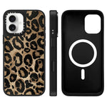 Custodia magnetica per telefono con specchio a specchio e motivo leopardato a stelle., For iPhone 16 Pro Max, For iPhone 16 Pro, For iPhone 16 Plus