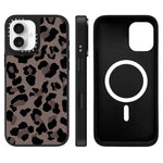 Custodia magnetica per telefono con specchio a specchio e motivo leopardato a stelle., For iPhone 16 Pro Max, For iPhone 16 Pro, For iPhone 16 Plus