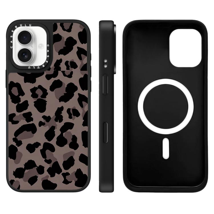 Custodia magnetica per telefono con specchio a specchio e motivo leopardato a stelle., For iPhone 16 Pro Max, For iPhone 16 Pro, For iPhone 16 Plus