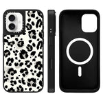 Custodia magnetica per telefono con specchio a specchio e motivo leopardato a stelle., For iPhone 16 Pro Max, For iPhone 16 Pro, For iPhone 16 Plus