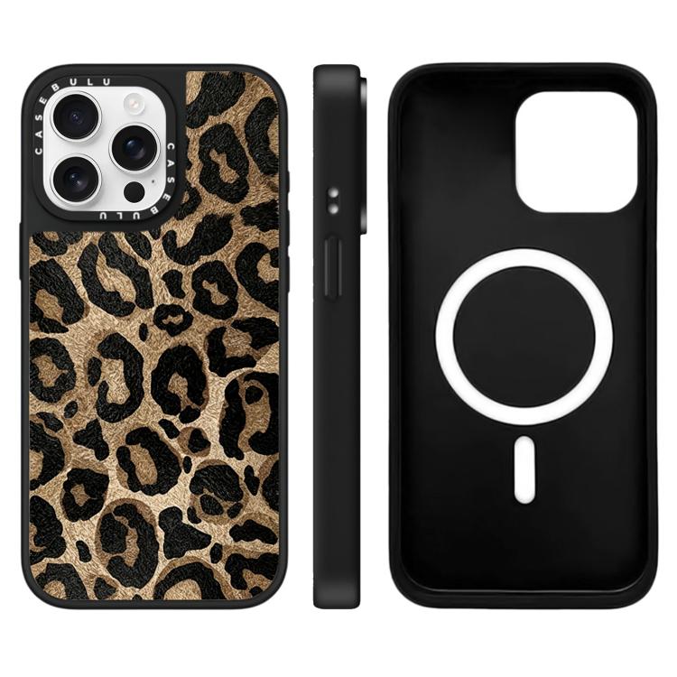 Custodia magnetica per telefono con specchio a specchio e motivo leopardato a stelle., For iPhone 16, For iPhone 15 Pro Max, For iPhone 15 Pro
