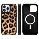 Custodia magnetica per telefono con specchio a specchio e motivo leopardato a stelle., For iPhone 16, For iPhone 15 Pro Max, For iPhone 15 Pro