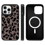 Custodia magnetica per telefono con specchio a specchio e motivo leopardato a stelle., For iPhone 16, For iPhone 15 Pro Max, For iPhone 15 Pro