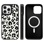 Custodia magnetica per telefono con specchio a specchio e motivo leopardato a stelle., For iPhone 16, For iPhone 15 Pro Max, For iPhone 15 Pro
