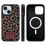 Custodia magnetica per telefono con specchio a specchio e motivo leopardato a stelle., For iPhone 15 Plus, For iPhone 15