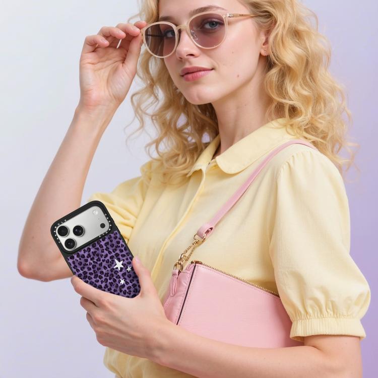 Custodia magnetica per telefono con specchio a specchio e motivo leopardato a stelle., For iPhone 15 Plus, For iPhone 15