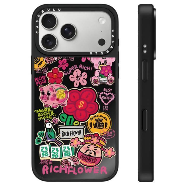 Custodia per telefono con specchio e pulsante di controllo della fotocamera con motivo floreale ricco, For iPhone 17 Pro Max, For iPhone 17 Pro, For iPhone 17