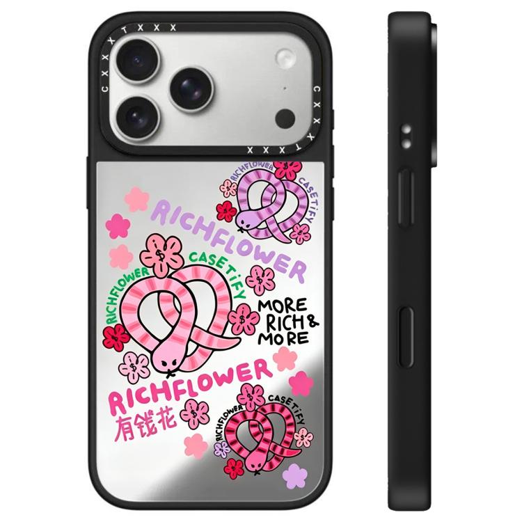 Custodia per telefono con specchio e pulsante di controllo della fotocamera con motivo floreale ricco, For iPhone 17 Pro Max, For iPhone 17 Pro, For iPhone 17