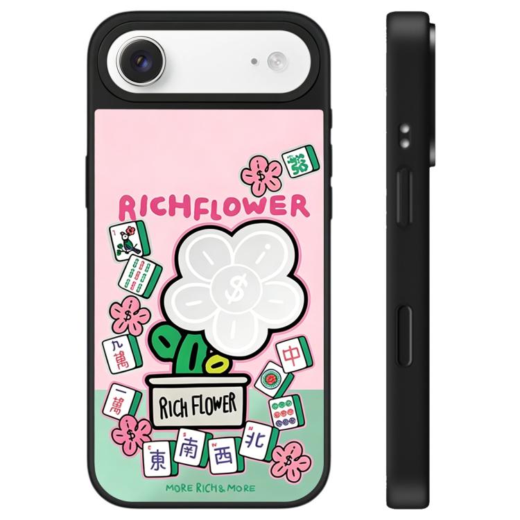 Custodia per telefono con specchio e pulsante di controllo della fotocamera con motivo floreale ricco, For iPhone Air