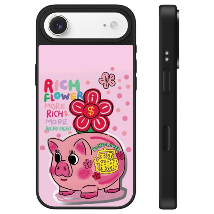 Custodia per telefono con specchio e pulsante di controllo della fotocamera con motivo floreale ricco, For iPhone Air