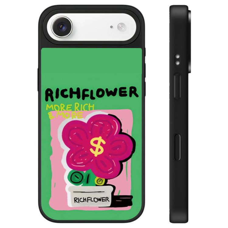 Custodia per telefono con specchio e pulsante di controllo della fotocamera con motivo floreale ricco, For iPhone Air