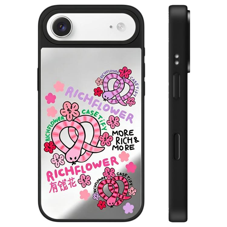 Custodia per telefono con specchio e pulsante di controllo della fotocamera con motivo floreale ricco, For iPhone Air