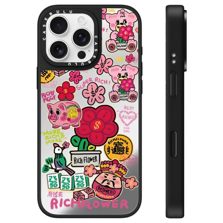 Custodia per telefono con specchio e motivo floreale., For iPhone 16 Pro Max, For iPhone 16 Pro, For iPhone 16 Plus
