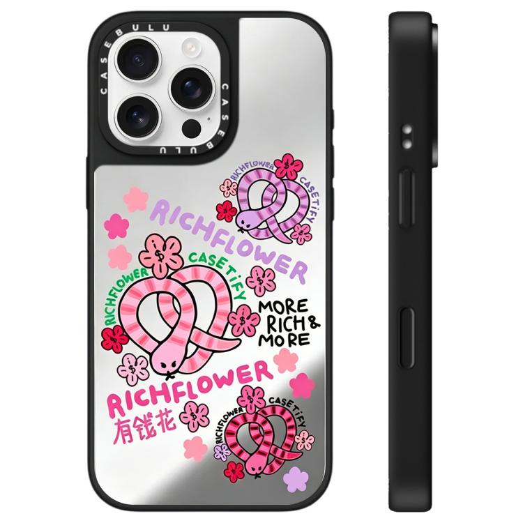 Custodia per telefono con specchio e motivo floreale., For iPhone 16 Pro Max, For iPhone 16 Pro, For iPhone 16 Plus