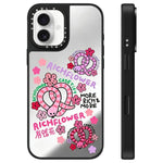 Custodia per telefono con specchio e motivo floreale., For iPhone 16 Pro Max, For iPhone 16 Pro, For iPhone 16 Plus