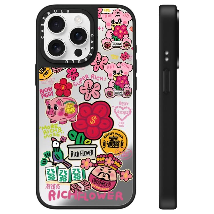 Custodia per telefono con specchio e motivo floreale., For iPhone 16, For iPhone 15 Pro Max, For iPhone 15 Pro