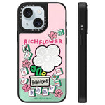 Custodia per telefono con specchio e motivo floreale., For iPhone 15 Plus, For iPhone 15