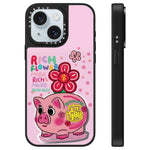 Custodia per telefono con specchio e motivo floreale., For iPhone 15 Plus, For iPhone 15
