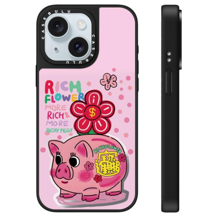Custodia per telefono con specchio e motivo floreale., For iPhone 15 Plus, For iPhone 15