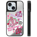 Custodia per telefono con specchio e motivo floreale., For iPhone 15 Plus, For iPhone 15