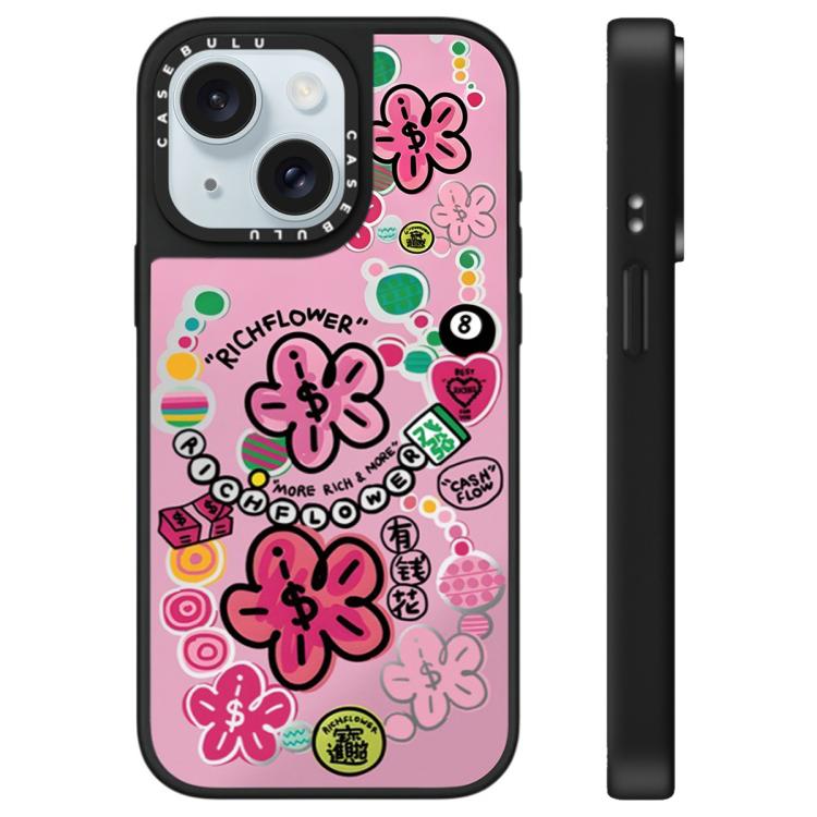 Custodia per telefono con specchio e motivo floreale., For iPhone 15 Plus, For iPhone 15