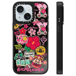 Custodia per telefono con specchio e motivo floreale., For iPhone 15 Plus, For iPhone 15