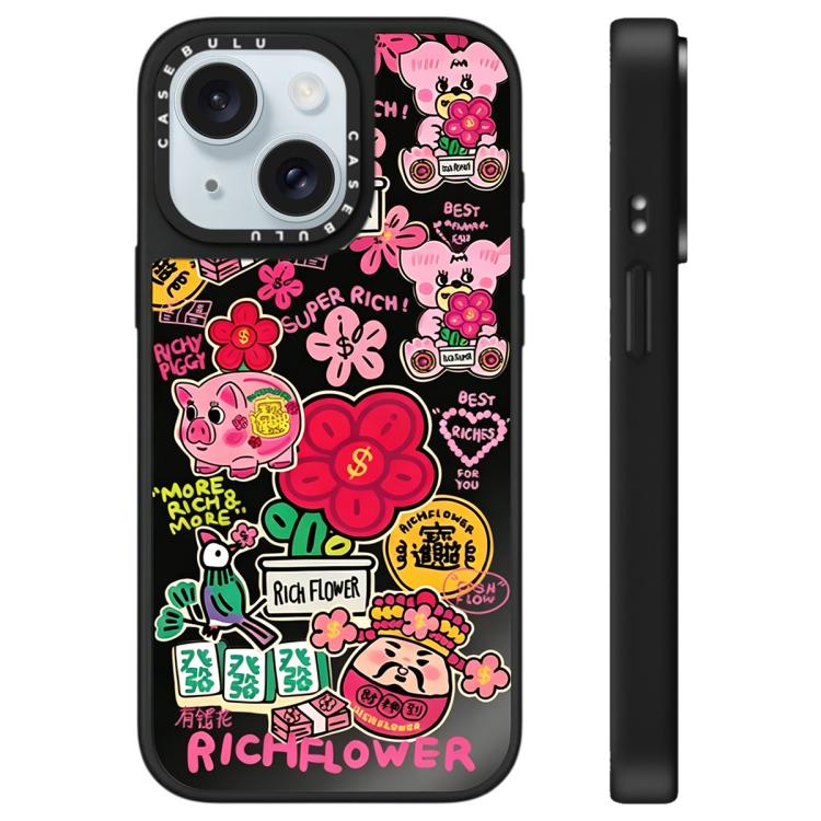 Custodia per telefono con specchio e motivo floreale., For iPhone 15 Plus, For iPhone 15