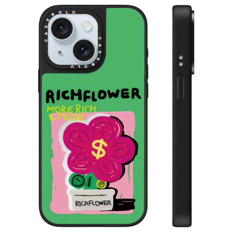 Custodia per telefono con specchio e motivo floreale., For iPhone 15 Plus, For iPhone 15