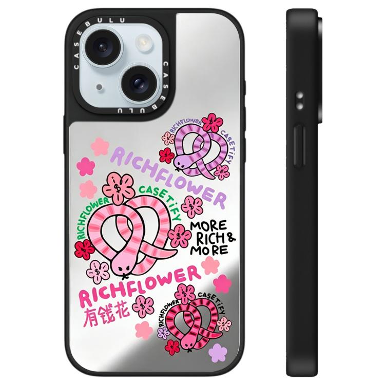 Custodia per telefono con specchio e motivo floreale., For iPhone 15 Plus, For iPhone 15