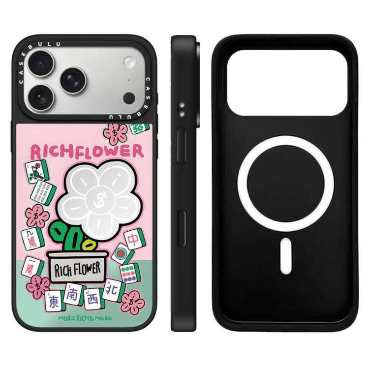 Custodia magnetica con specchio e pulsante di controllo della fotocamera con motivo floreale ricco, specchio a specchio., For iPhone 17 Pro Max, For iPhone 17 Pro, For iPhone 17