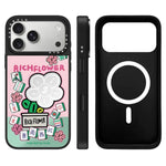 Custodia magnetica con specchio e pulsante di controllo della fotocamera con motivo floreale ricco, specchio a specchio., For iPhone 17 Pro Max, For iPhone 17 Pro, For iPhone 17