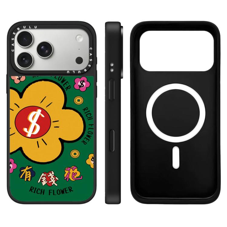 Custodia magnetica con specchio e pulsante di controllo della fotocamera con motivo floreale ricco, specchio a specchio., For iPhone 17 Pro Max, For iPhone 17 Pro, For iPhone 17