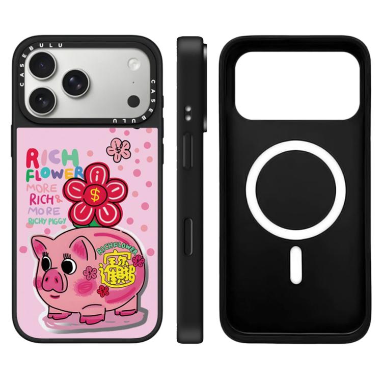 Custodia magnetica con specchio e pulsante di controllo della fotocamera con motivo floreale ricco, specchio a specchio., For iPhone 17 Pro Max, For iPhone 17 Pro, For iPhone 17