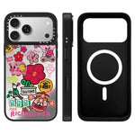 Custodia magnetica con specchio e pulsante di controllo della fotocamera con motivo floreale ricco, specchio a specchio., For iPhone 17 Pro Max, For iPhone 17 Pro, For iPhone 17