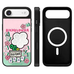 Custodia magnetica con specchio e pulsante di controllo della fotocamera con motivo floreale ricco, specchio a specchio., For iPhone Air