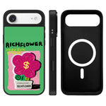Custodia magnetica con specchio e pulsante di controllo della fotocamera con motivo floreale ricco, specchio a specchio., For iPhone Air