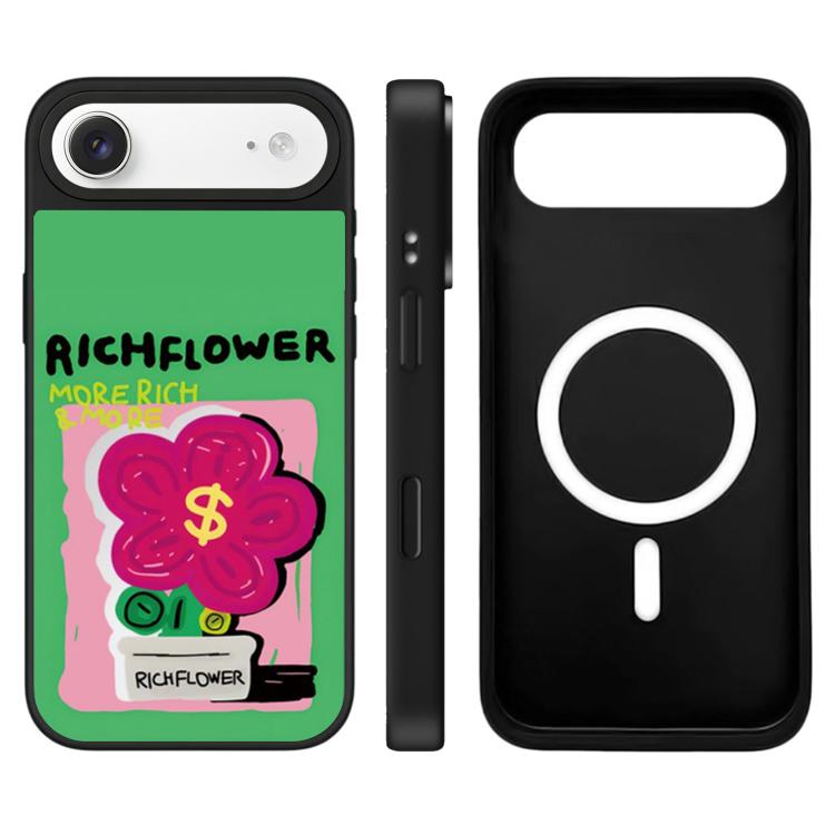 Custodia magnetica con specchio e pulsante di controllo della fotocamera con motivo floreale ricco, specchio a specchio., For iPhone Air