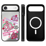 Custodia magnetica con specchio e pulsante di controllo della fotocamera con motivo floreale ricco, specchio a specchio., For iPhone Air