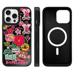 Custodia magnetica per telefono con specchio e motivo floreale., For iPhone 16 Pro Max, For iPhone 16 Pro, For iPhone 16 Plus