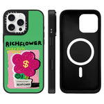 Custodia magnetica per telefono con specchio e motivo floreale., For iPhone 16 Pro Max, For iPhone 16 Pro, For iPhone 16 Plus