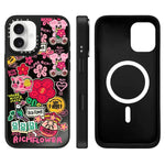 Custodia magnetica per telefono con specchio e motivo floreale., For iPhone 16 Pro Max, For iPhone 16 Pro, For iPhone 16 Plus