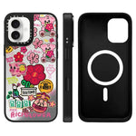 Custodia magnetica per telefono con specchio e motivo floreale., For iPhone 16, For iPhone 15 Pro Max, For iPhone 15 Pro