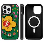 Custodia magnetica per telefono con specchio e motivo floreale., For iPhone 16, For iPhone 15 Pro Max, For iPhone 15 Pro