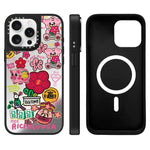 Custodia magnetica per telefono con specchio e motivo floreale., For iPhone 16, For iPhone 15 Pro Max, For iPhone 15 Pro